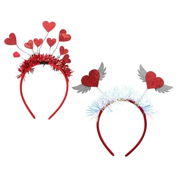 1 Komplekt 2tk peep varba kingad Peapaelad Naiste ystävänpäivä Pool Armastus Peapaelad Juuksed Kõvadele Headdress (Punane)