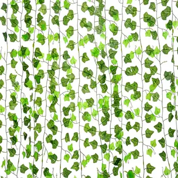 12Strands 2M Ivy Green Võltsitud Jätab Vanik Viinamarja Taime Lehestik Home Decor Plastikust Rotangist String Wall Decor Kunstlik Taimed