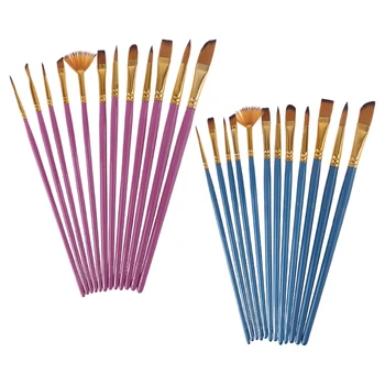 12x Nailon Juuksed Puidust Käepide Akvarell Paint Brush Pen Set DIY Õli, Akrüül