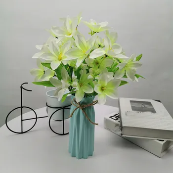18 juhid kunstlik lily siidist lilled kodu kaunistamiseks pulmad kimp pruut kõrge kvaliteediga võltsitud lill faux elutuba