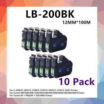 1~10 LB-200BK LB200BK Rea number printerilint capelabel Canon MK1000/MK1100/MK1500/MK2000/MK2100/MK2500/M-1 PRO 12MM*100M