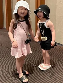 2022 Suvel ja korea Versiooni Tüdrukute Suspender Tüdrukud Kleit Sisters' Varrukateta Kleit Ins Laste Suspender Kleit