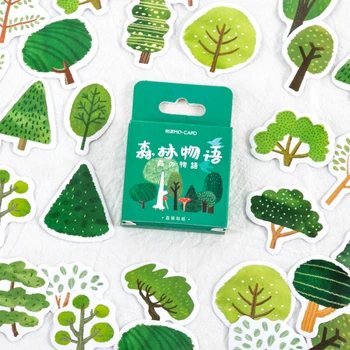 46 lehed Mini Pakendada kleebis metsa rohelised taimed, puud, kunsti-stick joonis Kasutusjuhend konto tasku päevik teenetemärgi kleebised