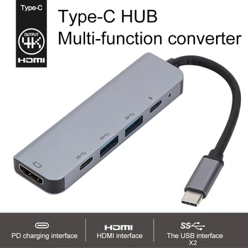5 in1 USBC HUB HDMI 30HZ RJ45 Ethernet Micro SDTF OTG Adapter+ USB3.0 x 2 + PD Laadimine Sobib Macb00