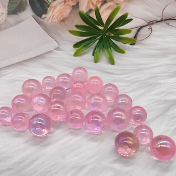 5tk Looduslik kristalliline kvarts haruldane ja ilus roosa halo titaan kvarts pall crystal ball mineraal tervendav isend halo