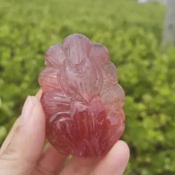 60mm Looduslik maasika Fox Tervendav Crystal Gemstone Kaitse-Amulett