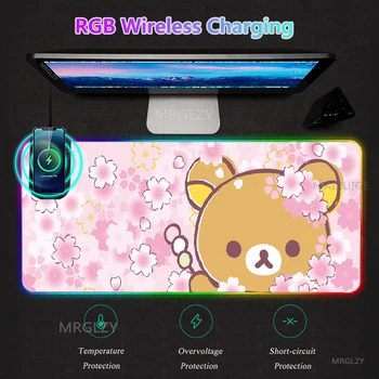 Armas Karu RGB Traadita Laadimise LED-MousePad Typec Gamer Laua Matid Laadija Matt-Mängude Tarvikud Mouse Pad Roosa Girly Vaibad