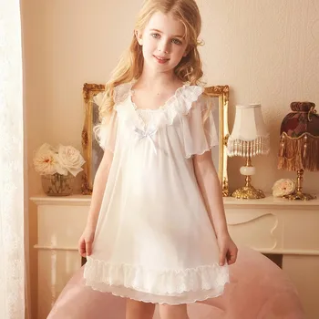 Armas Printsess Nightgowns Tüdrukud Suvel Lühikesed Varrukad Sleepwear Varruka Pikkus Võre Hommikumantel, Lapsed, Vaba Aja Veetmise Pehme Nightwear Nightdress