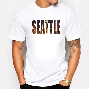 BLWHSA uustulnukad Seattle City Disainiga Meeste T-Särk Seattle Sõnad Trükitud T-särk, Lühikesed Varrukad Vabaaja Basic Tops Lahe Tee Särgid