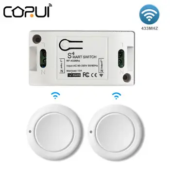 CoRui 10A kaugjuhtimise Lüliti 433Mhz Leibkonna Vaba Kleebised Juhtmestik Leibkonna Smart Switch köögijäätmed volitatud Töötleja vastutava Töötleja