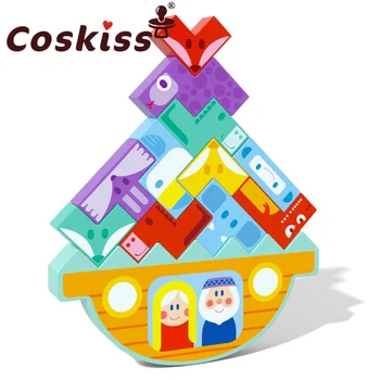 Coskiss Uus Stiil Tasakaalu Cube Ehitusplokid Värvi Puidust Puzzle Kolmemõõtmeline Pusled Mõistatusi Lastele Tangram Mänguasjad