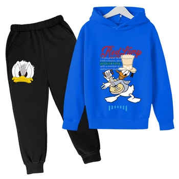 Disney Donald Duck Kevadel Ja Sügisel Lapsed Armas Topp Pullover Casual Fashion Poisid Ja Tüdrukud, Pika Varrukaga, Kanna Püksid, Topp Komplekt