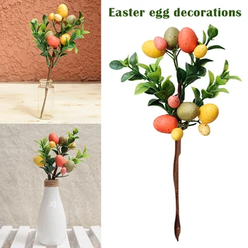 Easter Egg Tree Teenetemärgi Kunstlik Rohelised Lehed, Vaasid Lõikamine Lihtne Desktop Kaunistused KIMA88