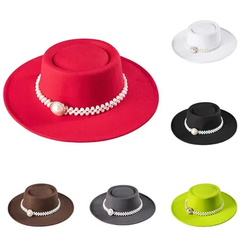 enne Fedora Sealiha Pirukas Müts Vilt Lai Nokk Vintage-Mütsi koos Pearl Vöö Lady Panama Müts Huopahattu ühise Põllumajanduspoliitika Sügis talv