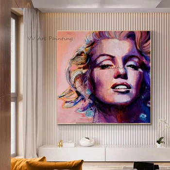 Film Star Handpainted Nägu Õli Maali Seina Pildid elutuba Decor Graafik Portree Seinamaaling Joonistus-Marilyn Monroe