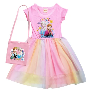 Frozon 2 Lapsed Suvel Elsa Anna Kleit Baby Tüdrukud Armas Pits Printsess Kleit Väikelapse Tüdrukud Sünnipäeva Kleidid Kott Disney Seelik