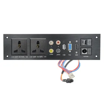 Harjatud Must Alumiinium Paneel Audio Pesa L/R Kanal, 3,5 MM Video HDMI-ühilduvate VGA-TV Võrgu Pistik UK MEILE AU Pesa