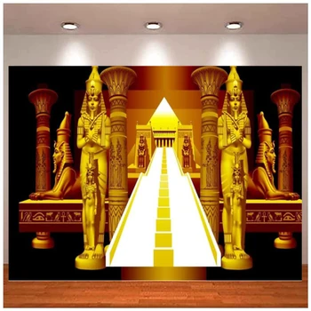Kuldne Egiptuse Vaarao Vana-Sfinks Fotograafia Taustaks Kokkuvõte Püramiid Trepp Taust Kuninganna Poiss Poiss Tüdruk Portree