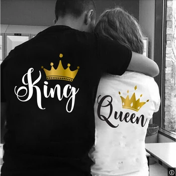 Kuningas, Kuninganna Taga Trükkimine Paarid Tee Särk Väljavalitu Suvel Harajuku Naiste T-särk Crown Print Paar Riided Naistele Mees Tops