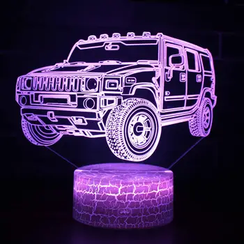 Kuum Off-road Sõidukite kaugjuhtimiseks 3d Öö 3d Led Lamp Värvikas 3d Valgustid Valge alus Armas 7 värvi muuta 3D-Lamp