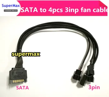 Kõrge Kvaliteediga 30CM Must varrukaga, kanna SATA Isane 3 Pin PWM Fan Power Splitter Cable