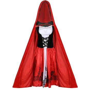 Little Red Riding Hood Cosplay Kostüüm Muinasjutt Raamatuna Printsess Fancy Kleit Täiskasvanud Cosplay Halloween Partei Kleit