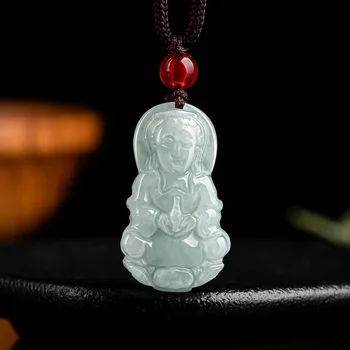 Looduslik Käte-leida Jade Guanyin Bodhisattva Kaelakee Ripats Ehted Tarvikud Mehed Naised Õnne Kingitused