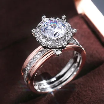 Luksus 925 Sterling Hõbe Sõrmused Sõrme Trahvi Ehteid Anillos Mujer Lisamaterjal 2-Karaadine Teemant Engagement Pulm Rõngad Naistele