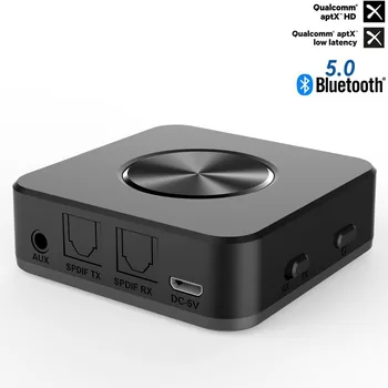 mini Bluetooth-5.0 CSR8675 Aptx HD madal latentsus optiline SPDIF RCA Aux stereo 3.5 mm audio-saatja-vastuvõtja traadita TV adapter