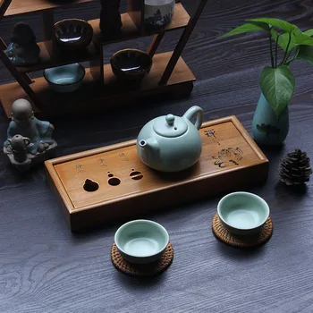 Naturaalsest Puidust, Bambusest puer Tee Sahtel,Kung Fu Tee set tuba Juhatuse tabel Hiina traditsioonilise kultuuri tseremoonia tööriistad Tee Komplekt