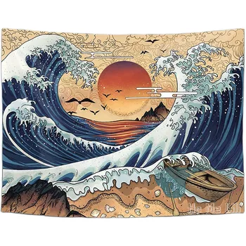 Ookean Suur Laine Esteetiline Sunset Beach Jaapani Loodusliku Maastiku Ho Mulle Lili Tapestry Jaoks Magamistoas Teen Girl