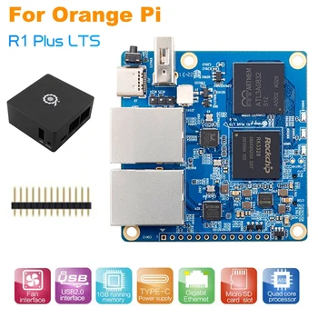 Oranž Pi R1 Pluss LTS Development Board+Juhul 1GB DDR3 Rockchip RK3328 Avatud Lähtekoodiga Joosta Android9/Ubuntu/Openwrt OS
