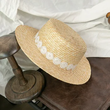 Pits Korter Õled Müts Naiste Retro Varju Kootud Müts Päikese Kaitseks Straw Hat Vacation Beach Daamid Mütsid
