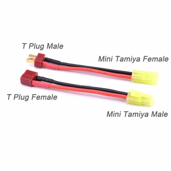 RC Osad Plug Kaabel 8cm T Plug Female / Male Mini Tamiya Male / Female Adapter Kaabel 16AWG Traat RC Tarvikud FPV Undamine