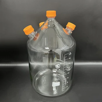Reaktiivi pudelit,4 kruvi katted,boorsilikaatklaasist 3.3,Võimsus 20000mL,Lõpetamise Proovi Viaali Plastikust Kaanega 4 kaela