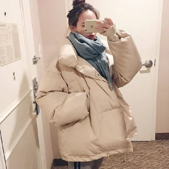 Talvel instrumentaarium paksenenud jakk naiste paksenenud lühike lahtine leib kampsun puuvillane mantel õpilane sulejope korea naiste mantel 2021