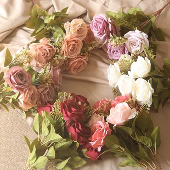 Tehislilled hunnik crescent roosid pulma kodu kaunistamiseks võltsitud lilled siidist lilled laua kaunistamiseks lillekimpude