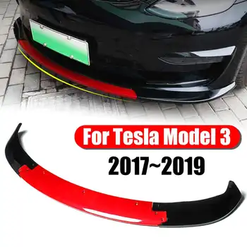 UUS 3tk Läikiv Must Auto esistange Splitter Huule Body Kit Spoiler, Difuusor Guard Jaoks Tesla Model 3 2017-2019