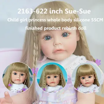Uus 55cm Sue-suetoddler Tüdruk Printsess kogu Keha Silikoon Uuestisündinud Käsi-üksikasjalikud Paiting Veekindel Mänguasi Tüdrukute S3k2