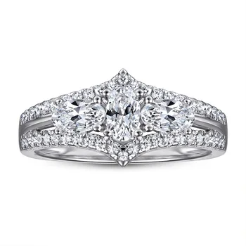 Uus moesuund S925 silver micro-set 5A tsirkoon denier-kujuline karaat teemant sõrmus jaoks daamid abielluda