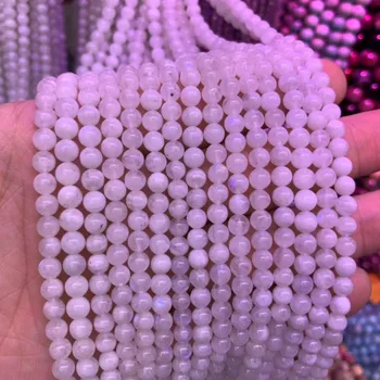 valge kuukivi helmed loomulik gemstone beads DIY lahti helmed ehete tegemise strand 15