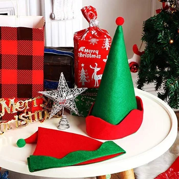 Vintage Punane Roheline Müts Jõuluvana Müts Elf Müts Pikad Müts Täiskasvanute ja Laste Jõulud Kleit Üles Poole