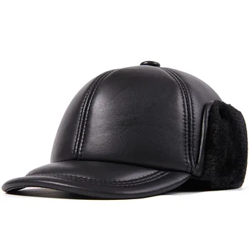 X7017 Ehtne Nahk Müts Meeste Talvel Fliisist Soe Müts Täiskasvanud Lamba Kopp Mütsid Baseball Cap Thunder Müts Kõrva kaitsekork