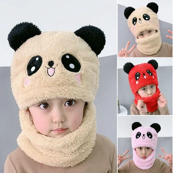 Äsja Lapsed Talve Müts+Sall Set Armas Panda Palus Soe Talvine Müts Paks Poiss, Tüdruk Kork